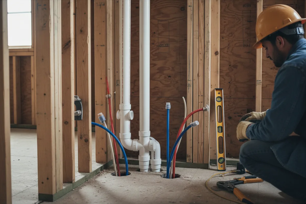 Drain and supply rough-in during Sump Pump Repair in Buffalo